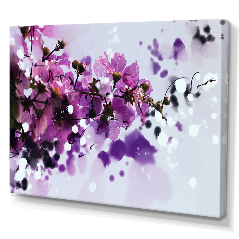 Fleurs mauves III - art mural traditionnel sur toile, H 30 po x l 40 po x P 1,5 po, Toile tendue
