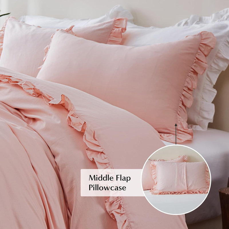 Housse de couette pour lit très grand 100% coton biologique pour enfants, Twin Duvet cover  + 1 Pillowcase, Rose pêche