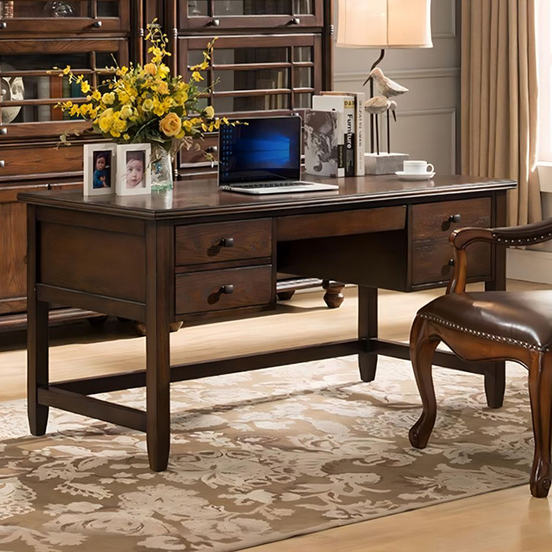 Bureau rétro en bois massif de style américain avec tiroirs