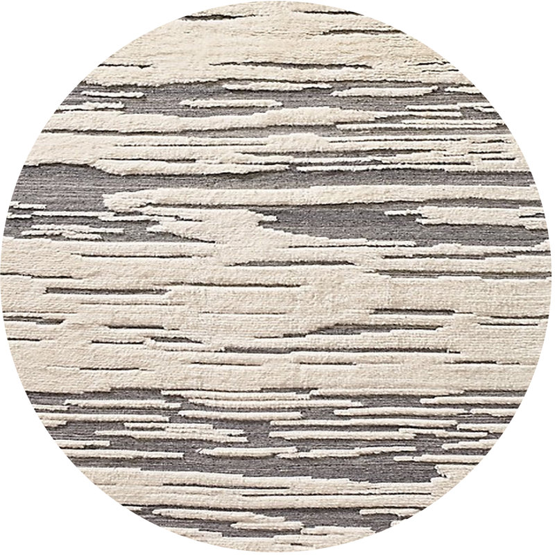 Tapis ivoire / gris foncé, Rond 7 pi