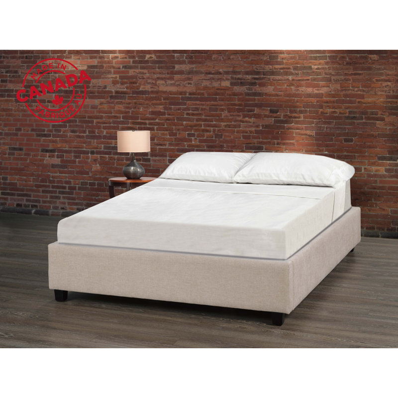Upholstered Platform Bed, Queen, Charcoal Gray