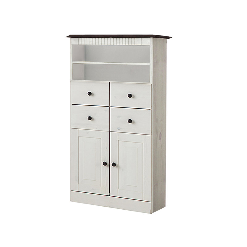 Vernita Solid Wood Freestanding Bathroom Cabinet, Havana White Lacquer