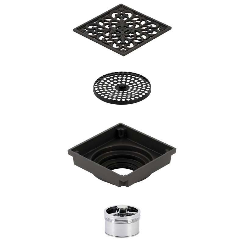 Drain de douche Watercours Scroll Grid, Bronze huilé