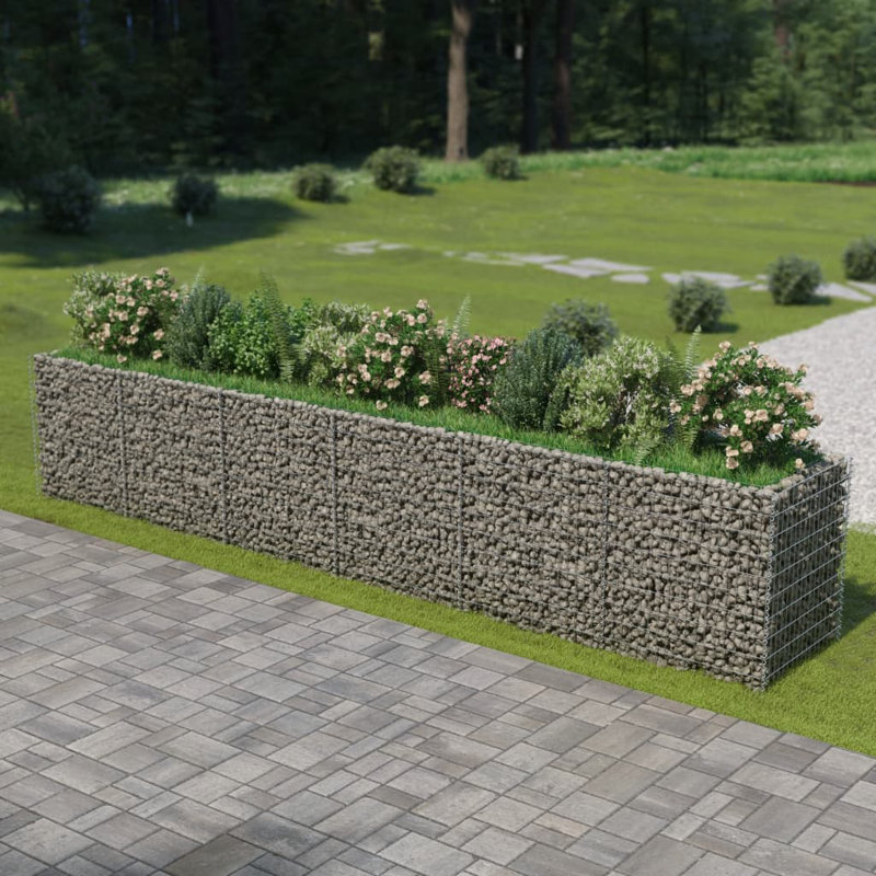 Raised Garden Bed Raised Flower Bed Gabion Basket Galvanized Steel, 35.4" H x 212.6" W x 39.4" D