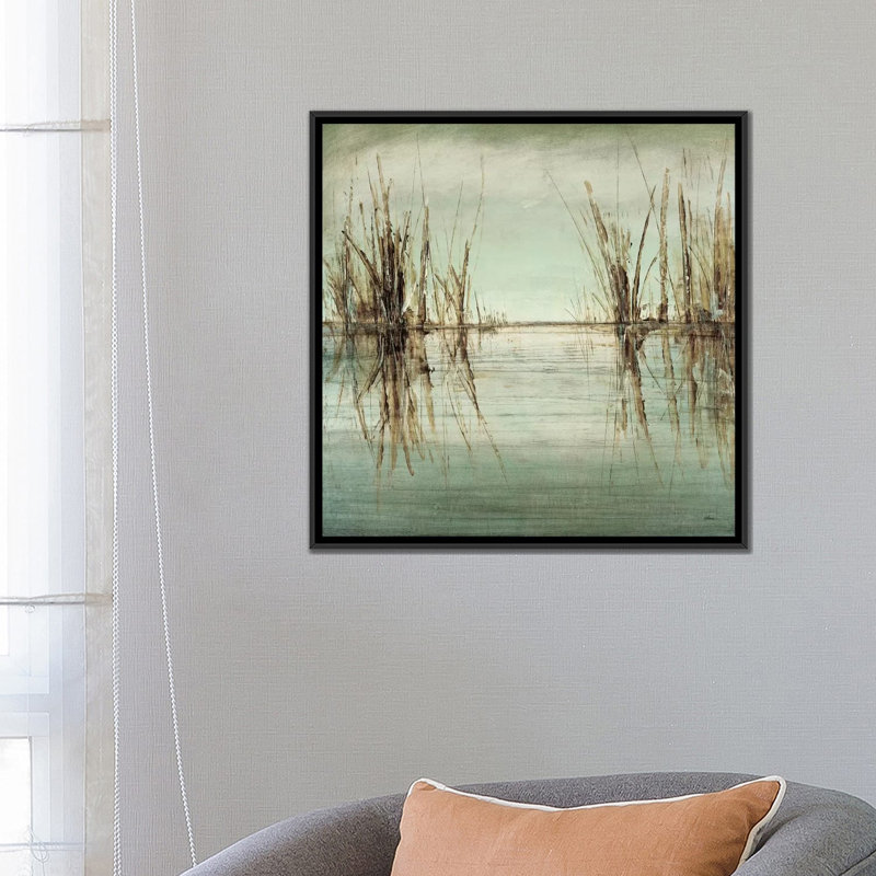 «Blue Tranquility I», reproduction sur toile, H 18 po x l 18 po x P 1,5 po, Toile avec cadre noir, Pas de tapis