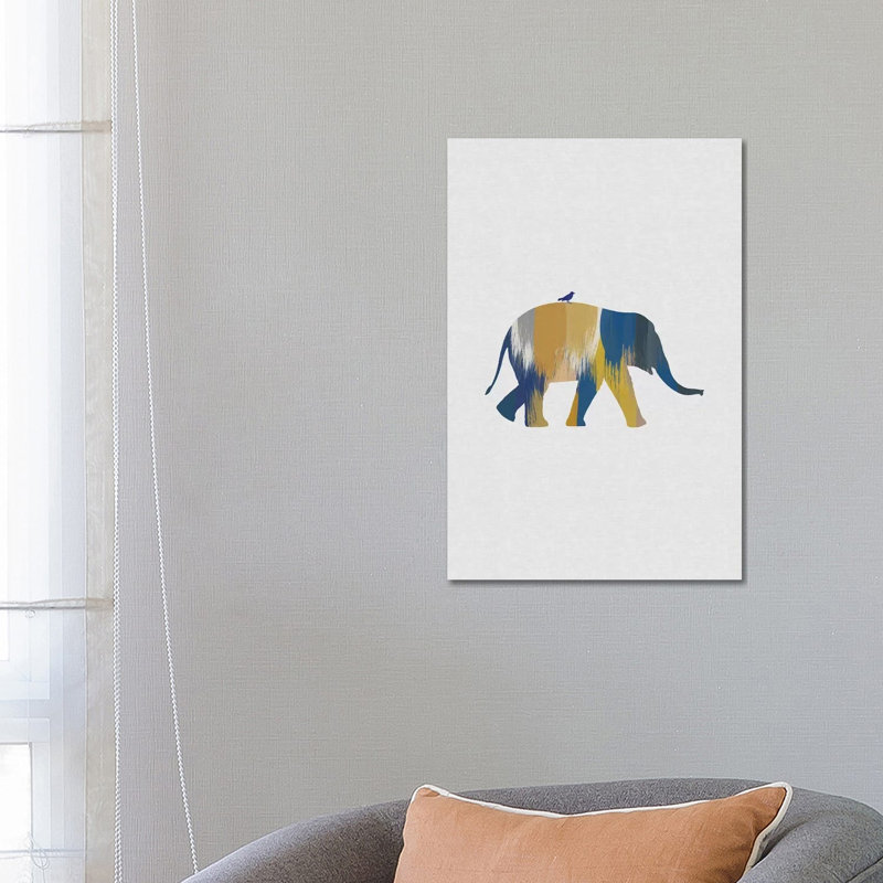 Elephant Blue And Yellow by Orara Studio - Wrapped Canvas Gallery-Wrapped Canvas Giclée, 66.04 cm H x 45.72 cm W x 1.91 cm D