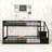 Metal Twin Over Twin Bunk Bed with Stairs Storage & Safety Railings-1270634597