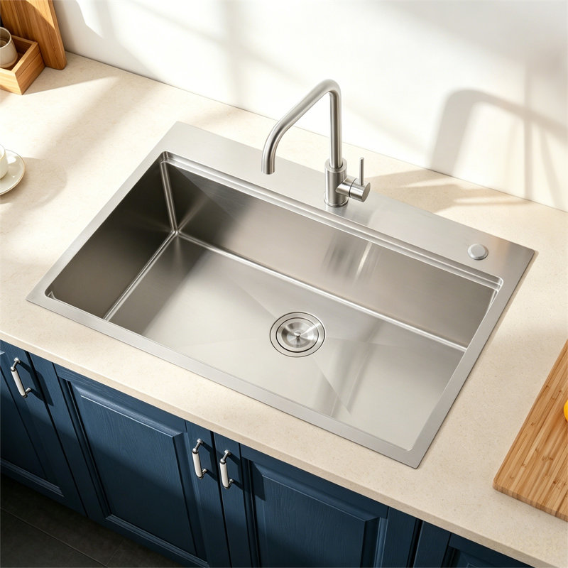 Évier de cuisine de comptoir encastré à simple cuve en acier inoxydable 36 po X 22 po Topcraft
