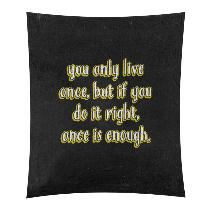 Polyester vous ne vivre qu’une fois tableau noir tapisserie, H 27,5 po x l 37,5 po, Jaune