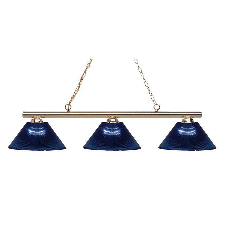 Sharp Shooter 3 Light Billiard Pendant, Fumée / laiton poli