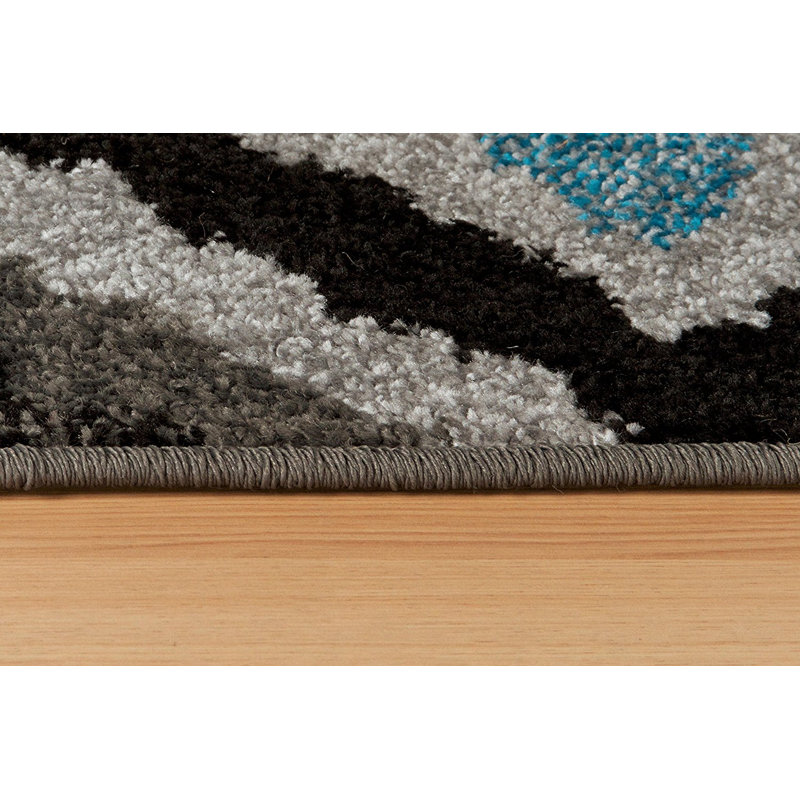 Tapis de la zone bleue en laine Melendez, Rectangle 2 pi x 3 pi