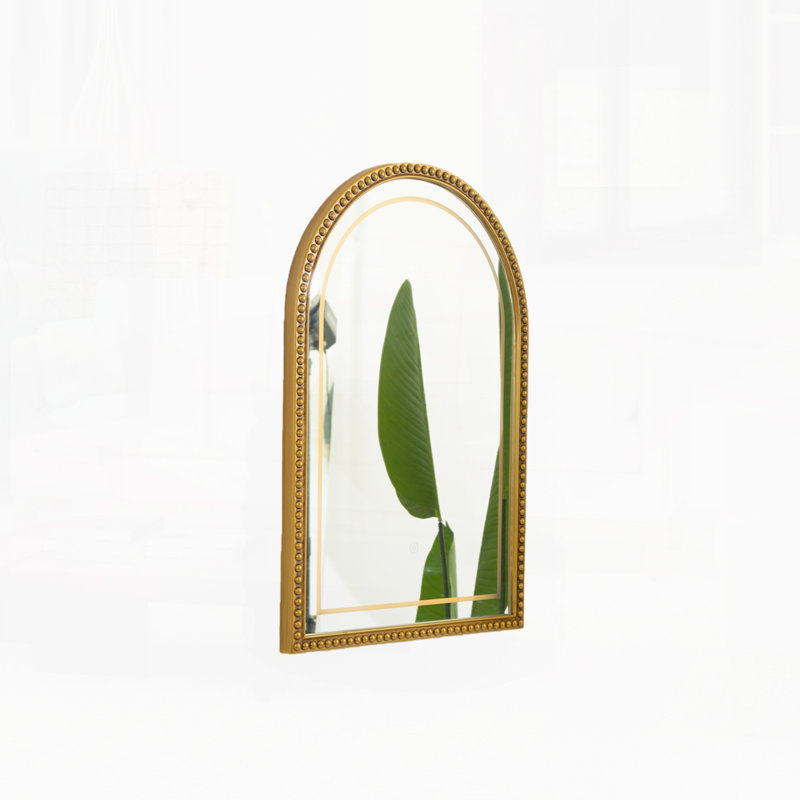 Miroir décoratif en polyuréthane de 20 po en forme d'arche dorée de style rétro, disponible en trois températures de couleurs, convenant à la salle de bain, à la chambre à coucher, au salon, au couloir et au vestibule