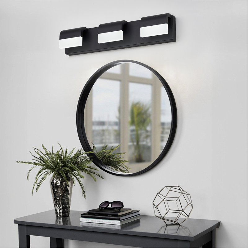 LED Contemporary Vanity Lights Fixture Bathroom Wall Light Over Mirror Matt Black 3 Lights Dimmable, Matte Black, 3 Lights