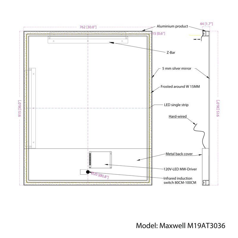 Bagdai Flat Wall Mirror, 36" x 30"