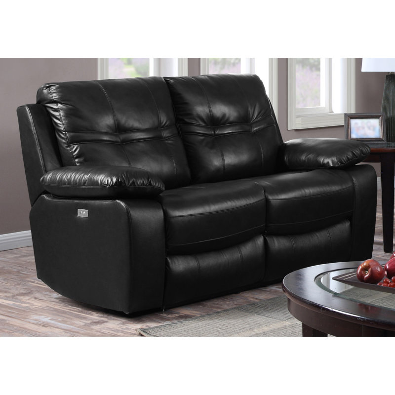 Raelyn Faux Leather Reclining Loveseat, Black
