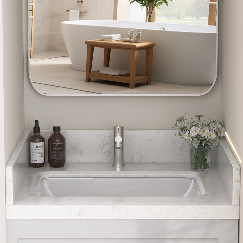 21'' W X 4'' H Engineered Stone Carrara White Sidesplash Rectangular Vanity Top Polished Side Splash for Bathroom Countertop