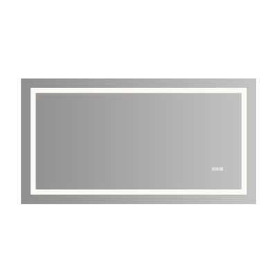 Miroir de salle de bain 60 po x 32 po à DEL avec antibuée et capteur tactile - Miroir de salle de bain mural moderne sans cadre