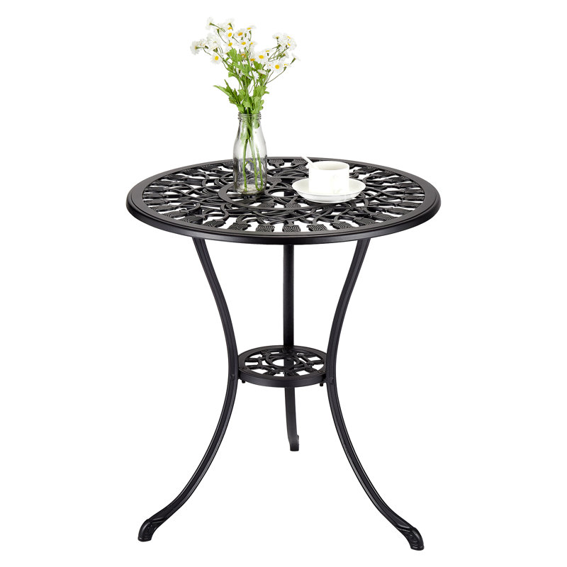 Round Metal Outdoor Side Table With Umbrella Hole , 59cm cm W 59cm cm D