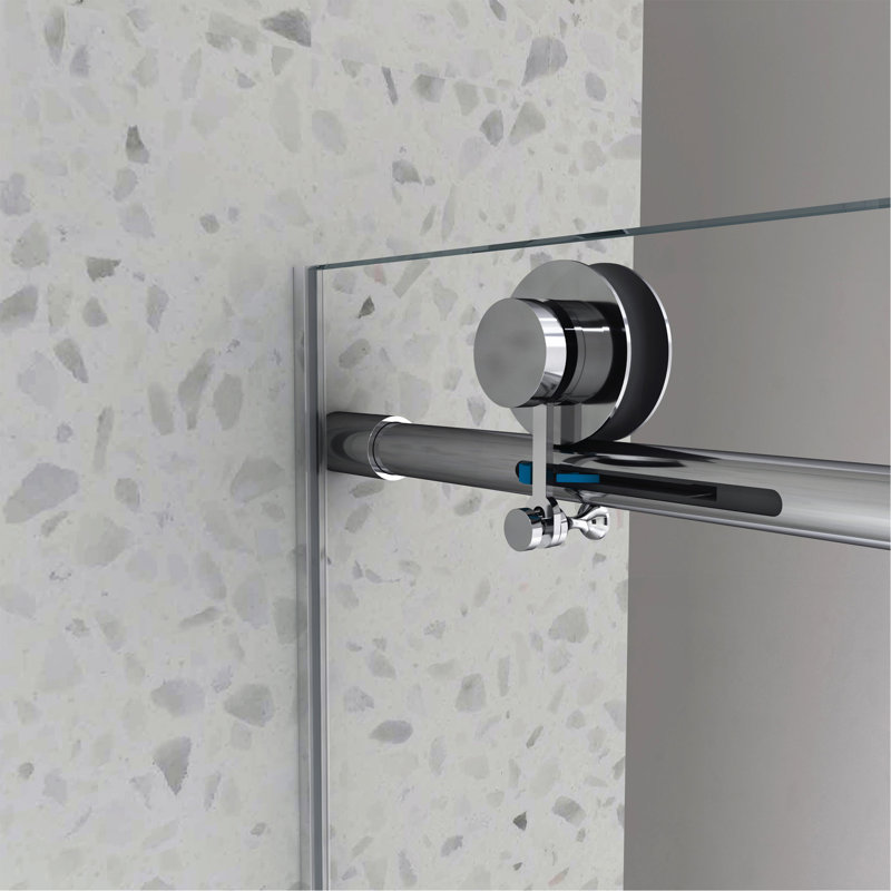 6076 Frameless One Fixed And One Shifted Shower Door, Chrome