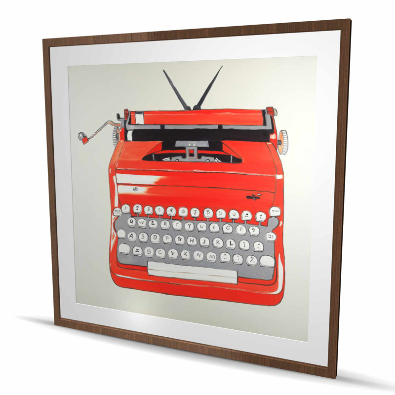Red Typewriter Machine Print | Framed Matted Home Decor