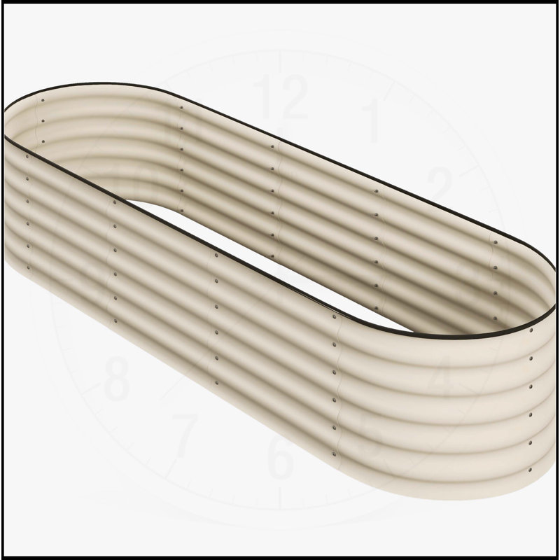 Ensemble de lit de jardin surélevé galvanisé, Blanc, crème, H 16,5 po x l 76,8 po x P 76,8 po