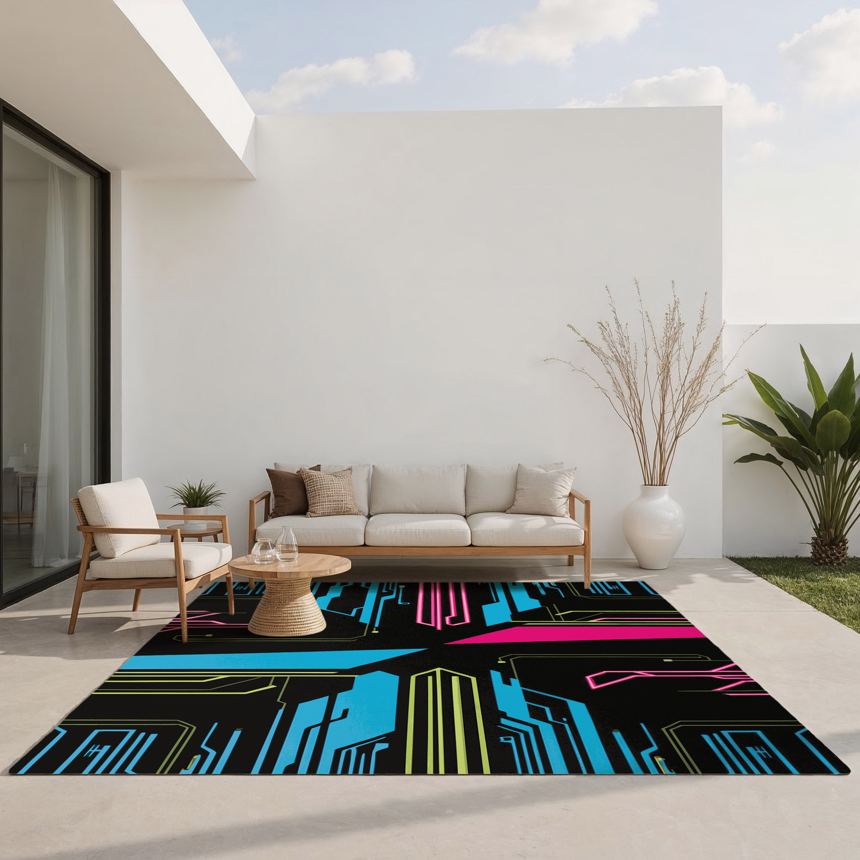 Wrought Studio™ Neon Apex Indoor And Outdoor Area Rug | Wayfair