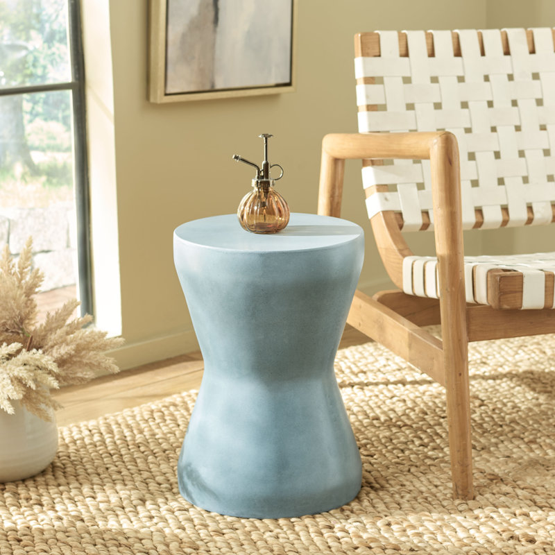 Table d'appoint ronde en béton l 12,2 po Zenni, Bleu poudre