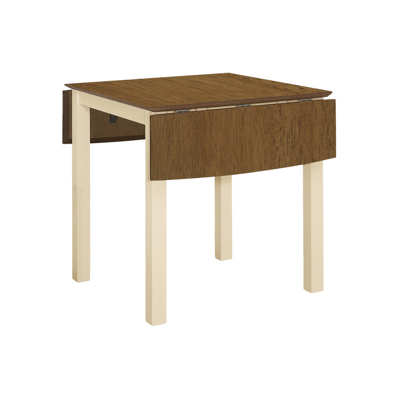 Table de salle à manger Rake avec abattant, 30 à 48 pouces rectangulaire, bois massif, Chêne brun / crème