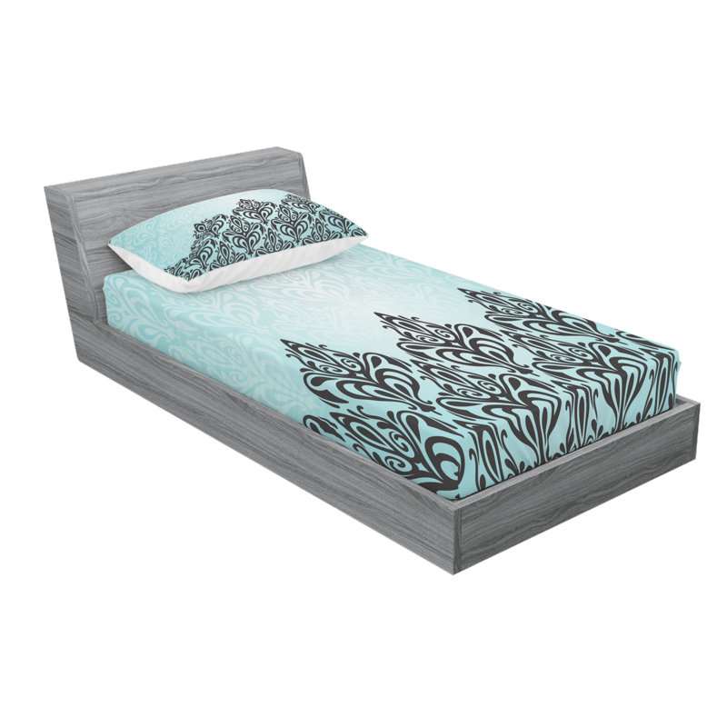 Microfiber Damask Sheet Set, Twin XL Sheet Set with Fitted Sheet