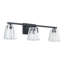 Éclairage pour salle de bain noir mat 3 lumières avec abat-jour en verre pressé 24 po Hillsboro-774936780-785073974
