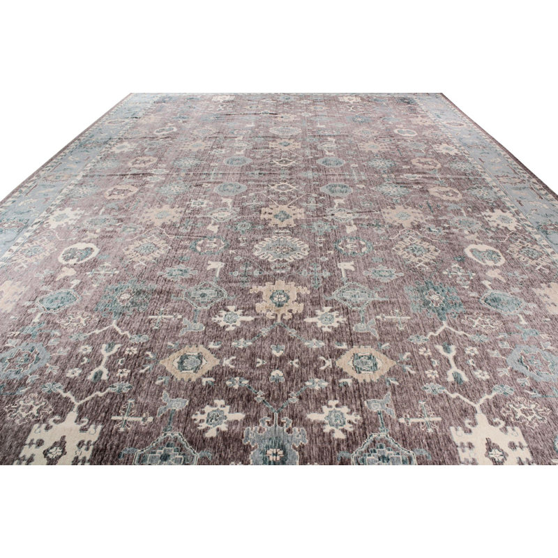 Tapis traditionnel mauve et bleu 13 x 20