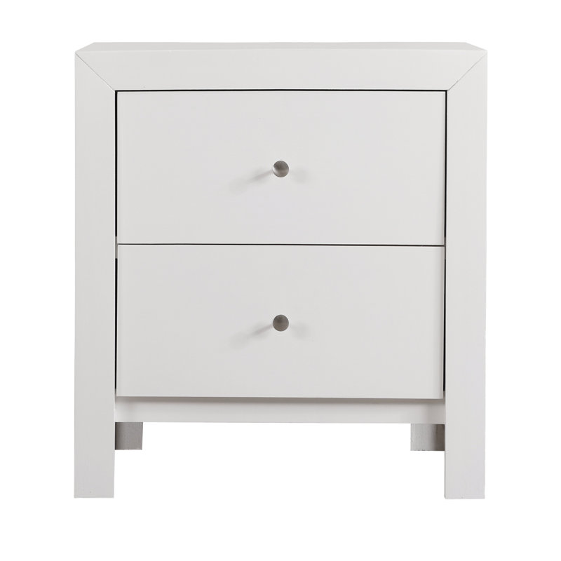 Elegant White Transitional Nightstand
