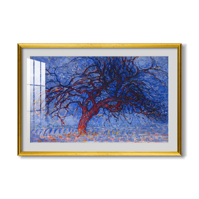 L'Arbre rouge de Piet Mondrian - Tableau sous verre avec passe-partout, grand format pour salon