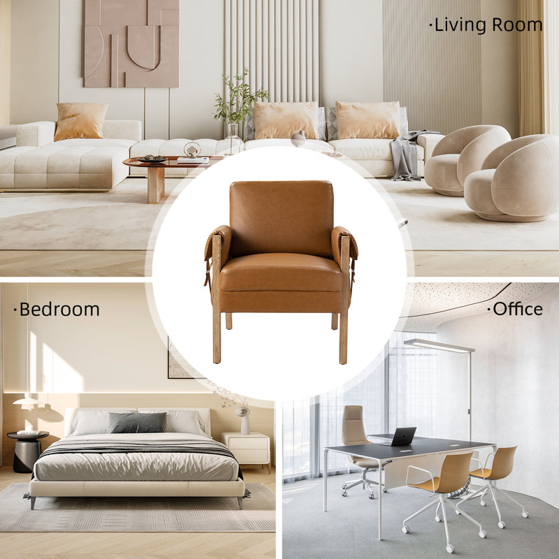 Faux Leather Armchair, Camel