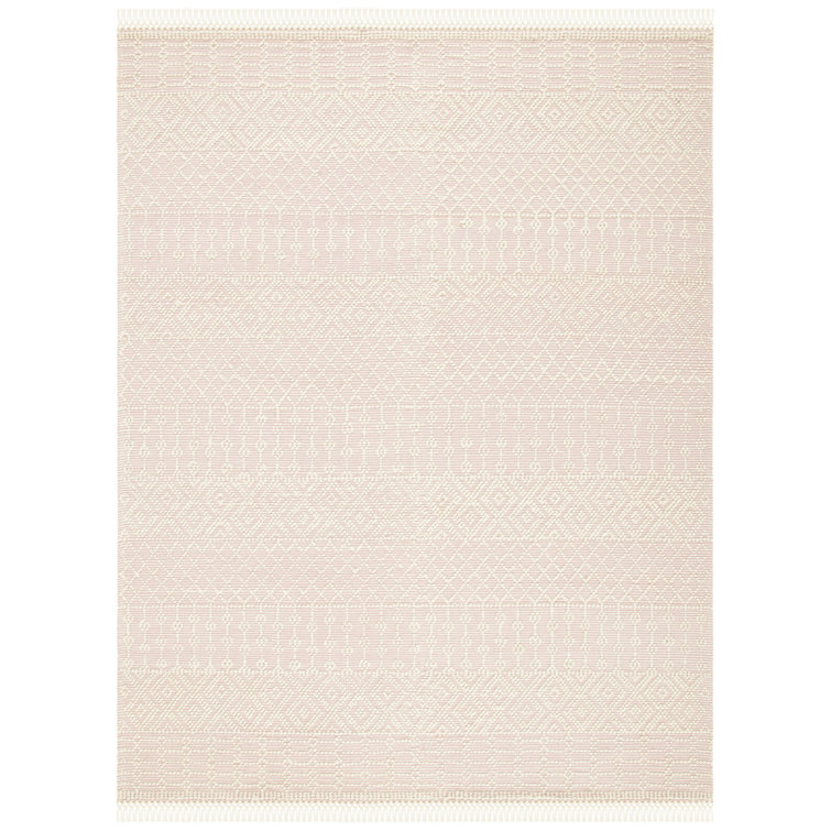 Aldeline Hand-Woven Flatweave Wool Ivory/Pink Area Rug