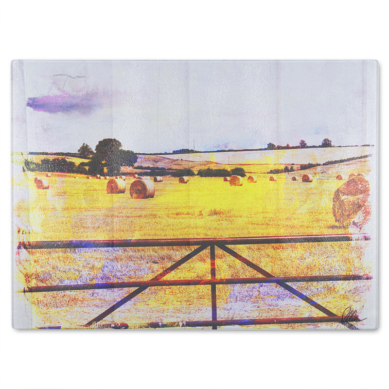 Hay Bale Glass Chopping Board, Yellow, 40cm L x 28cm W