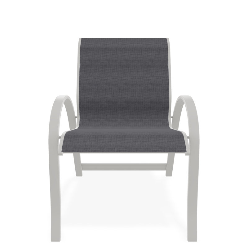 Aruba Stacking Patio Dining Armchair, Augustine Pewter, Snow