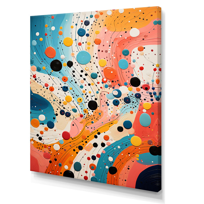 Abstraction atomique colorée du milieu du siècle III sur toile, Toile tendue, H 32 po x l 16 po x P 1 po