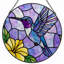 Vitrail de fenêtre en verre coloré 7,8 po Hummingbird-1269370499