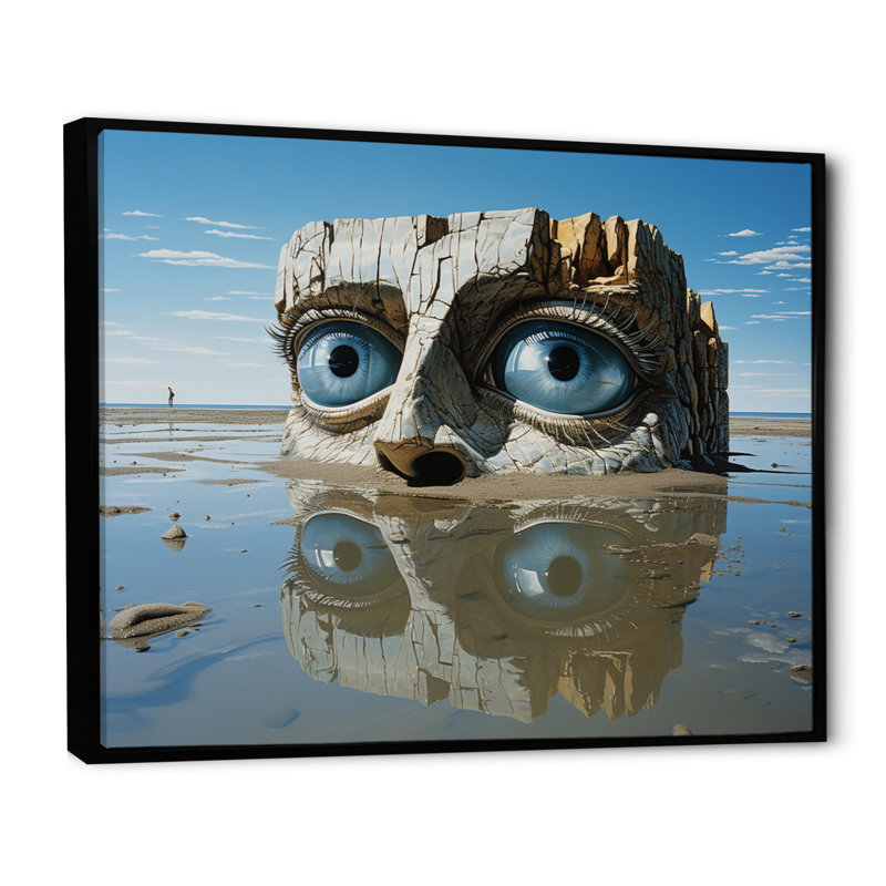 Art mural sur toile, paysage abstrait, Cadre flottant noir, H 12 po x l 20 po x P 1 po