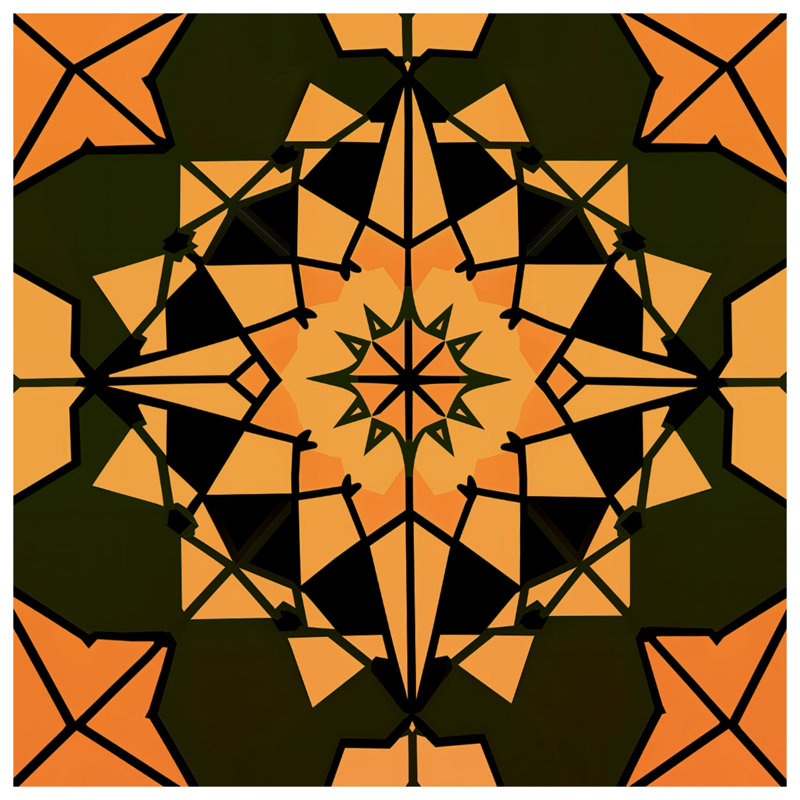Housses de couette orange kaléidoscope géométrique, Grand lit