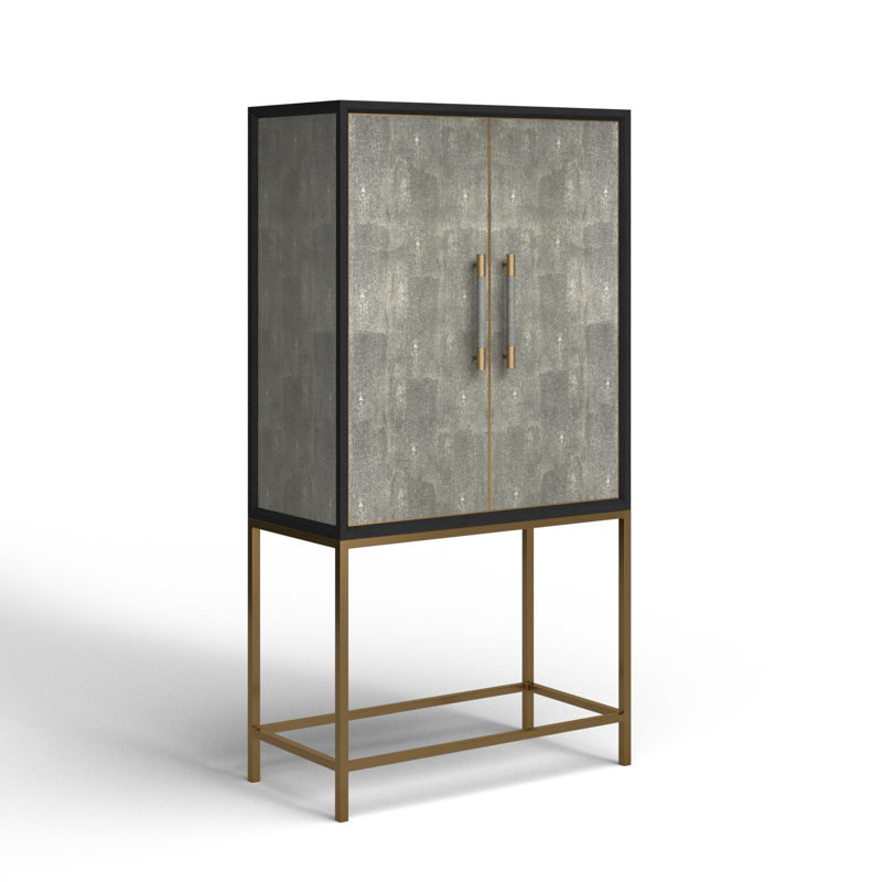Meera Bar Cabinet, Gray/Gold