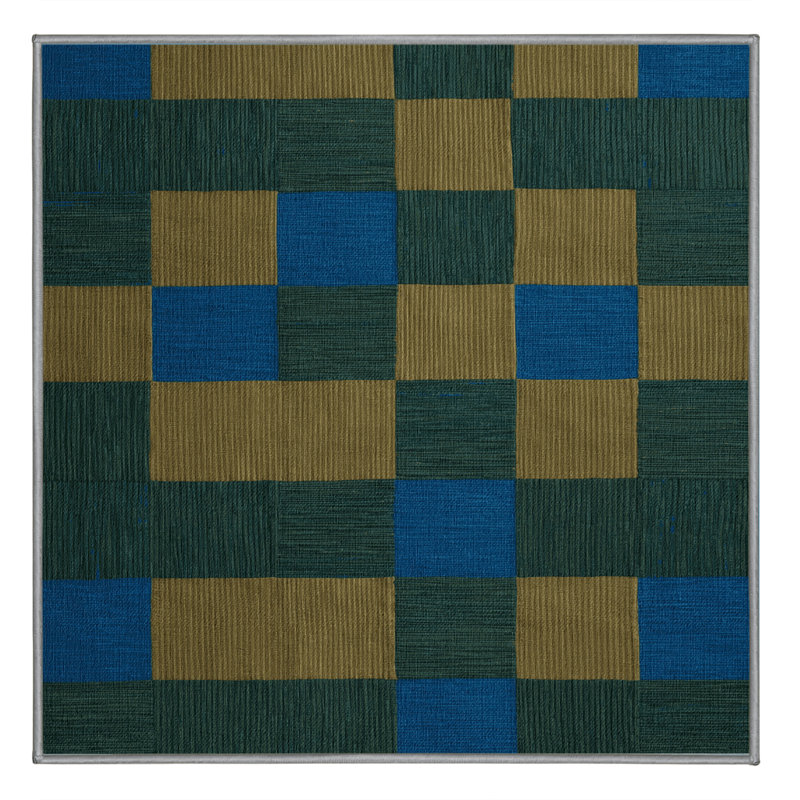 Machine Washable Checkered Green Area Rug, Square 8'
