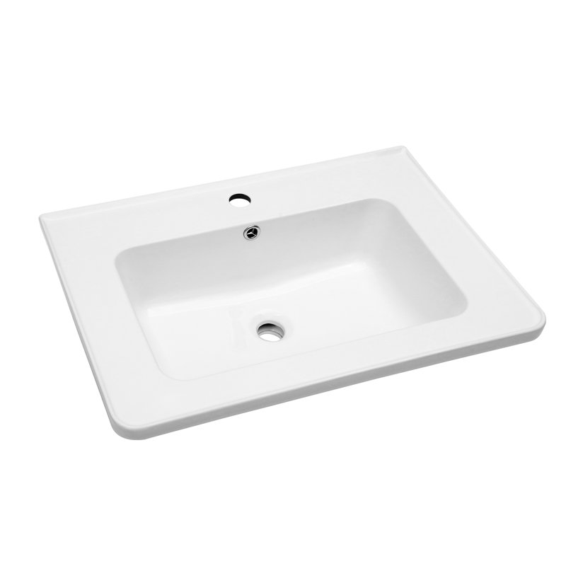 28" L White Ceramic Single Bathroom Vanity Top with Sink Only
