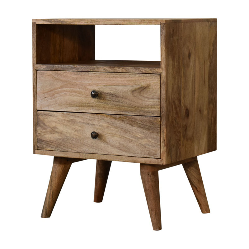 Datura 45cm W Solid Wood Bedside Table, Oak