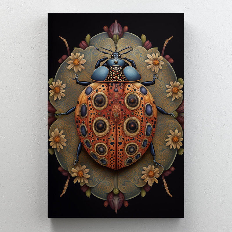 «Wildflowers and Ladybug», impression sur toile tendue, H 14 po x L 11 po x l 1,25 po