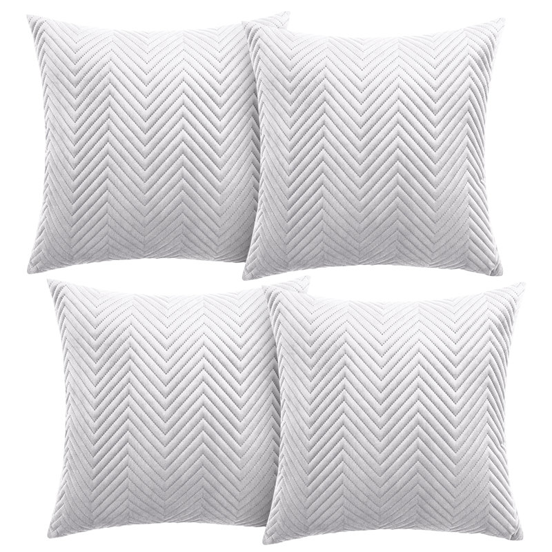 Aspire Homeware Embossed Square Velvet Cushion Cover, Pack of 4, Silver