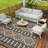 Outdoor Area Rug 8' x 10', Reversible Woven Polypropylene with Waterproof Finish, Geometric Pattern Patio Mat for Deck, Porch, Backyard or Beach-558808563-558808566
