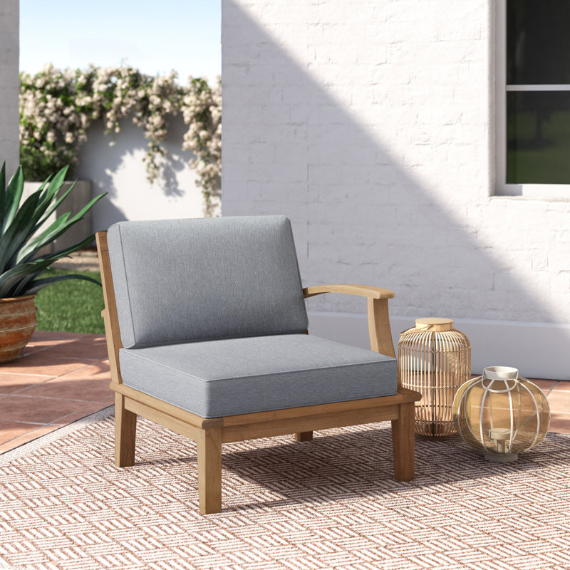Modway Pier Outdoor Patio Teak Right-Facing Sofa, Gray