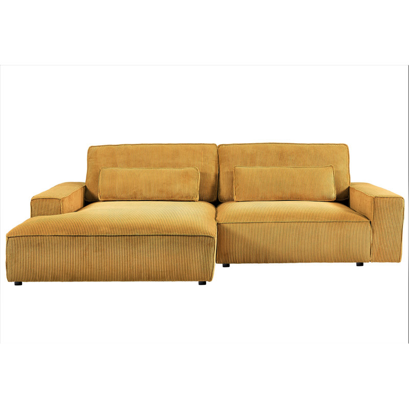 Corduroy L-Shaped Sectional, Ginger Corduroy, Left Hand Facing